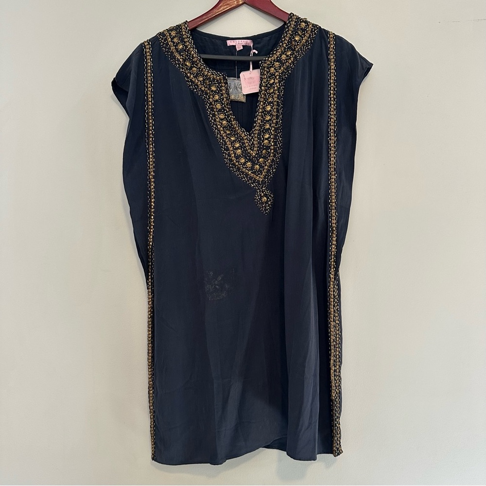 Calypso St. Barth Elliot Navy Silk Mini Dress